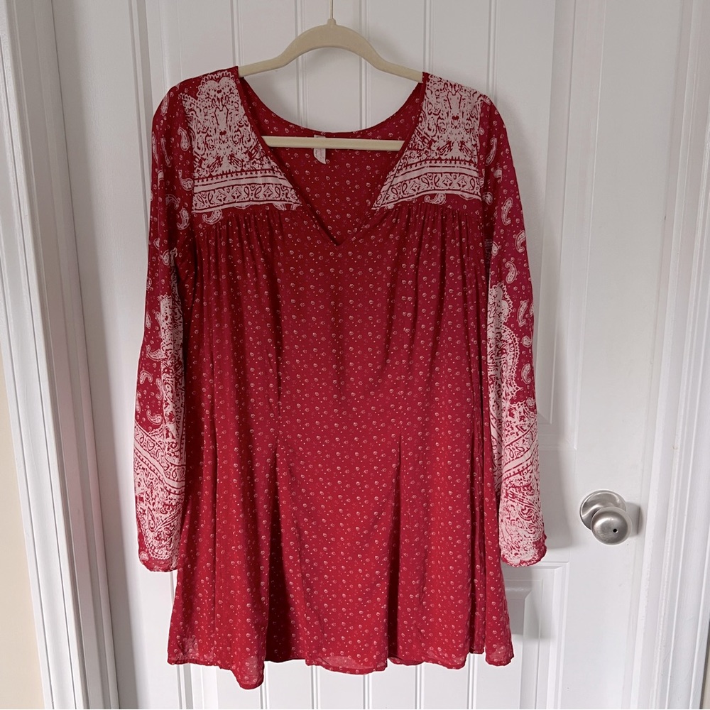 Free People red print babydoll top